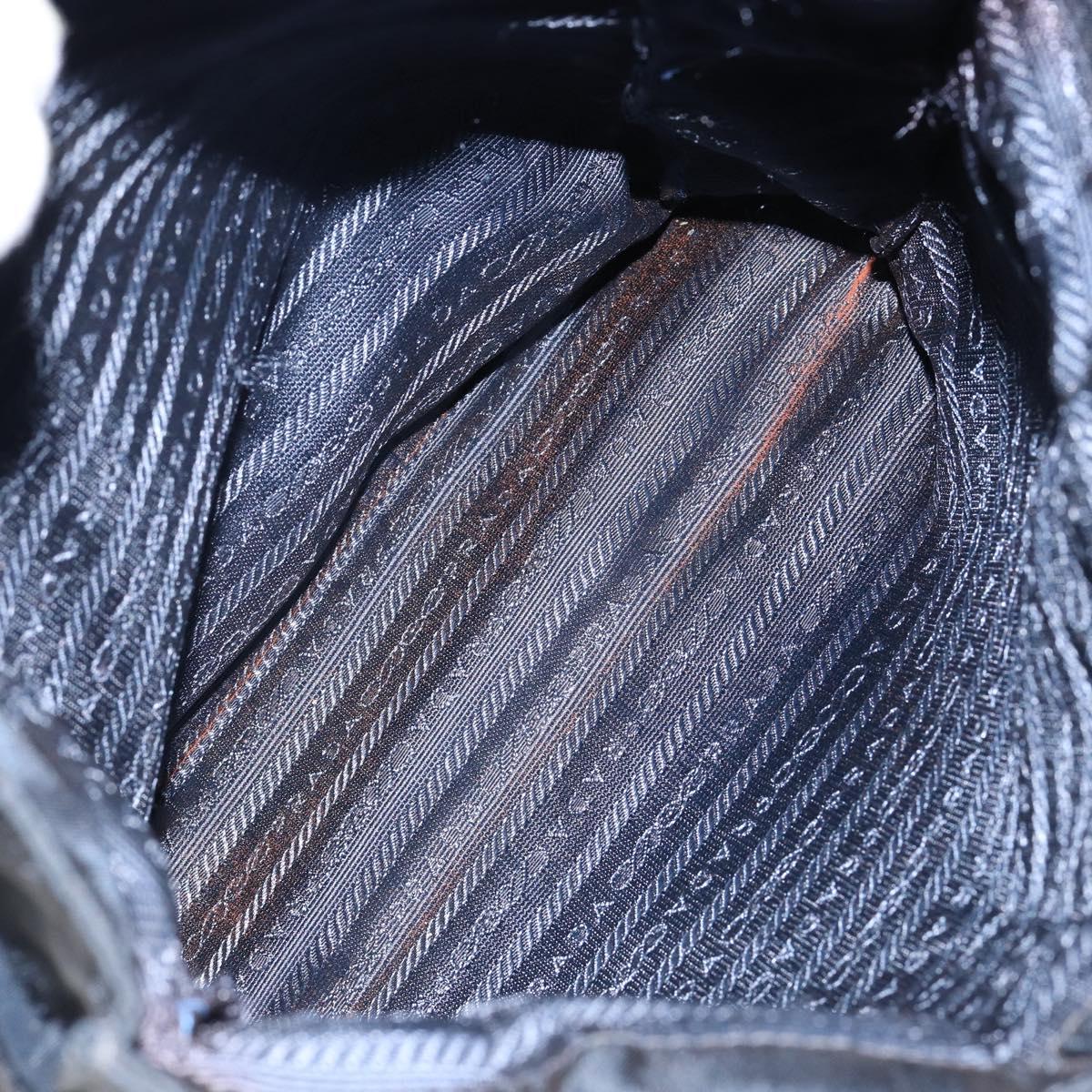 PRADA Hand Bag Nylon Navy Gold Auth bs29879