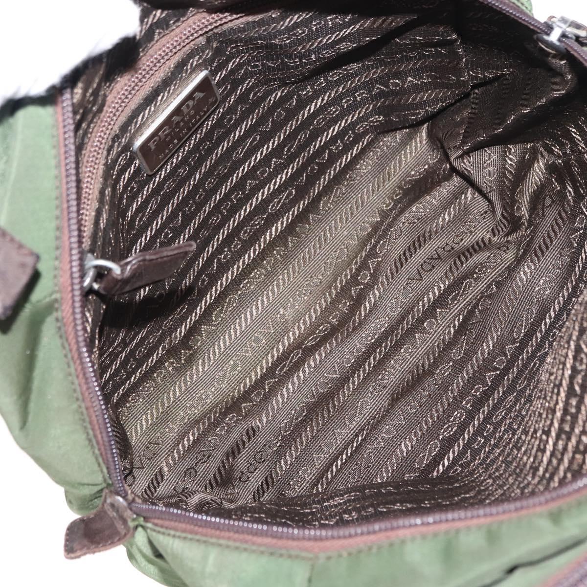 PRADA Tote Bag Nylon Khaki Silver Auth bs29880