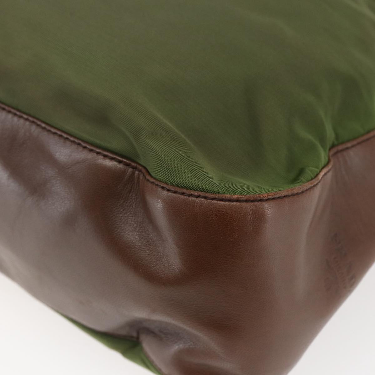 PRADA Chain Shoulder Bag Nylon Khaki Auth bs29881