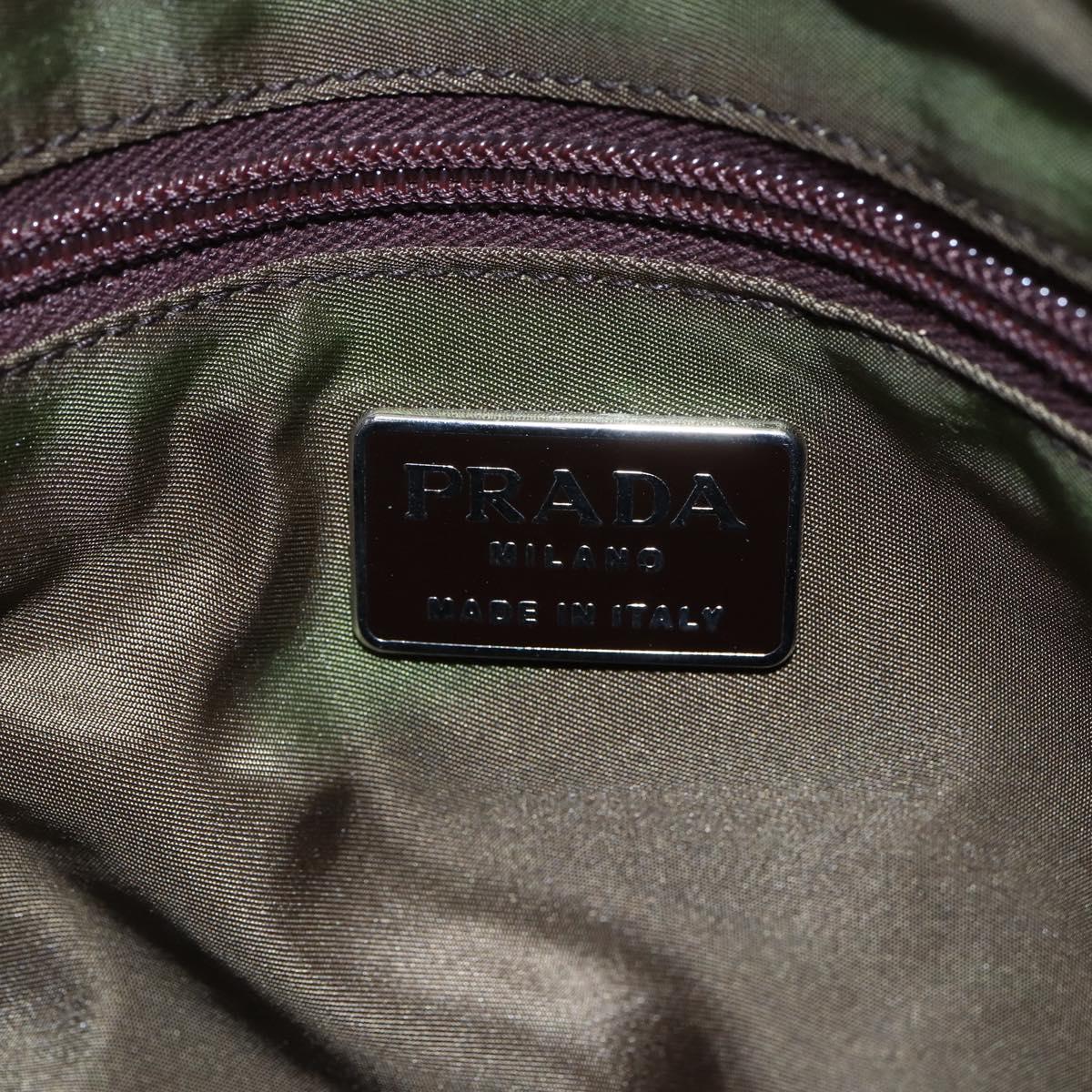 PRADA Chain Shoulder Bag Nylon Khaki Auth bs29881