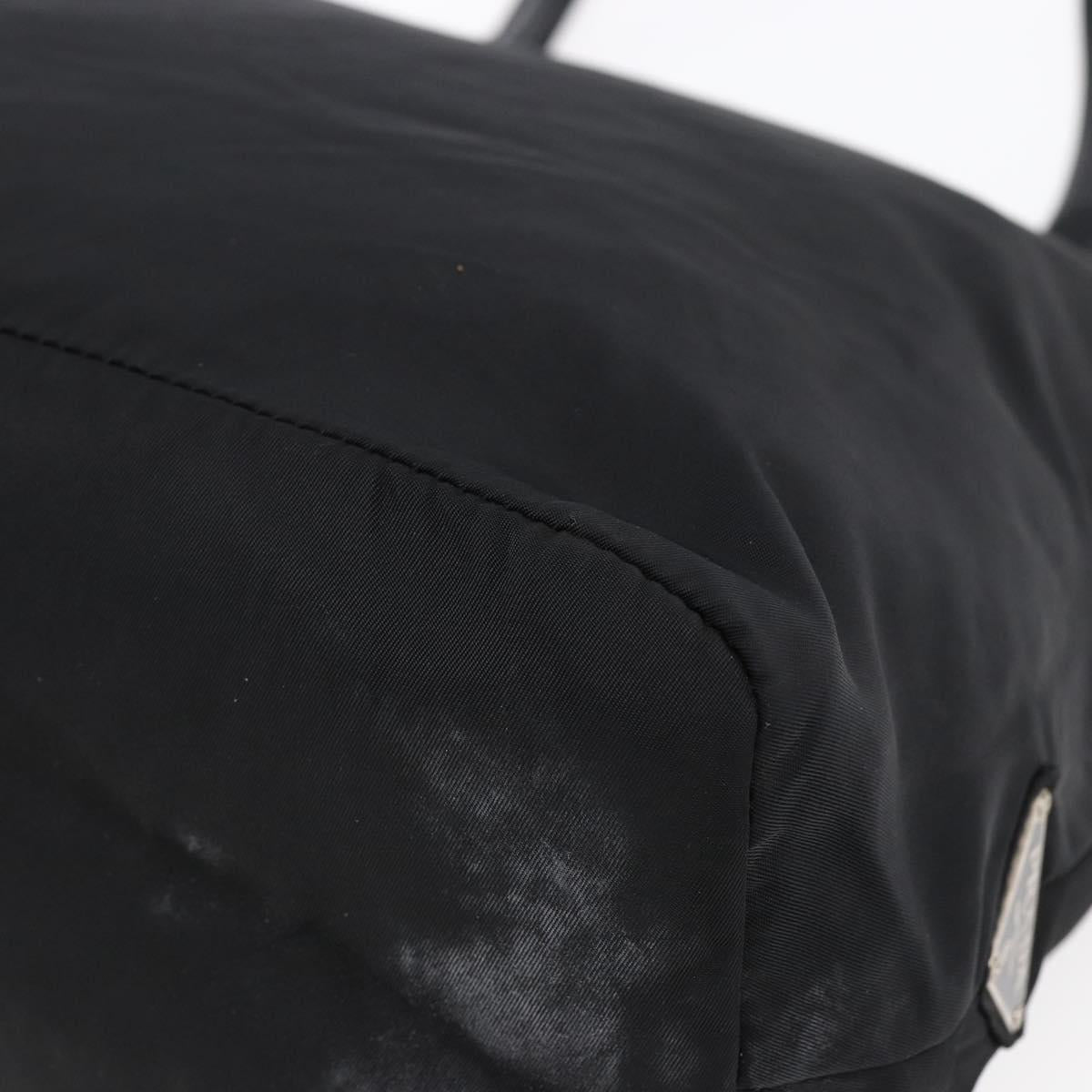 PRADA Tote Bag Nylon Leather Black Silver Auth bs29882