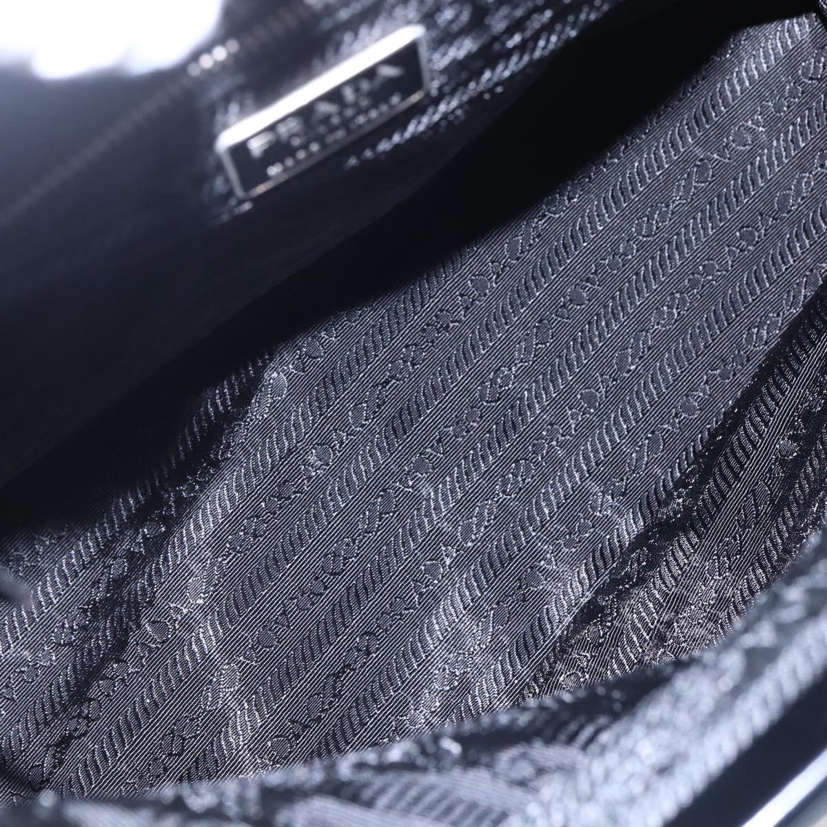 PRADA Tote Bag Nylon Leather Black Silver Auth bs29882