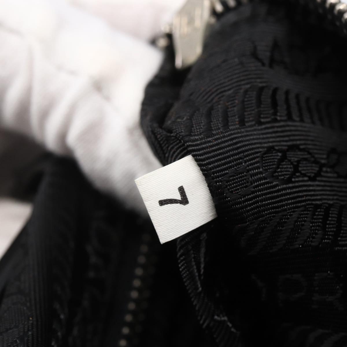 PRADA Tote Bag Nylon Leather Black Silver Auth bs29882