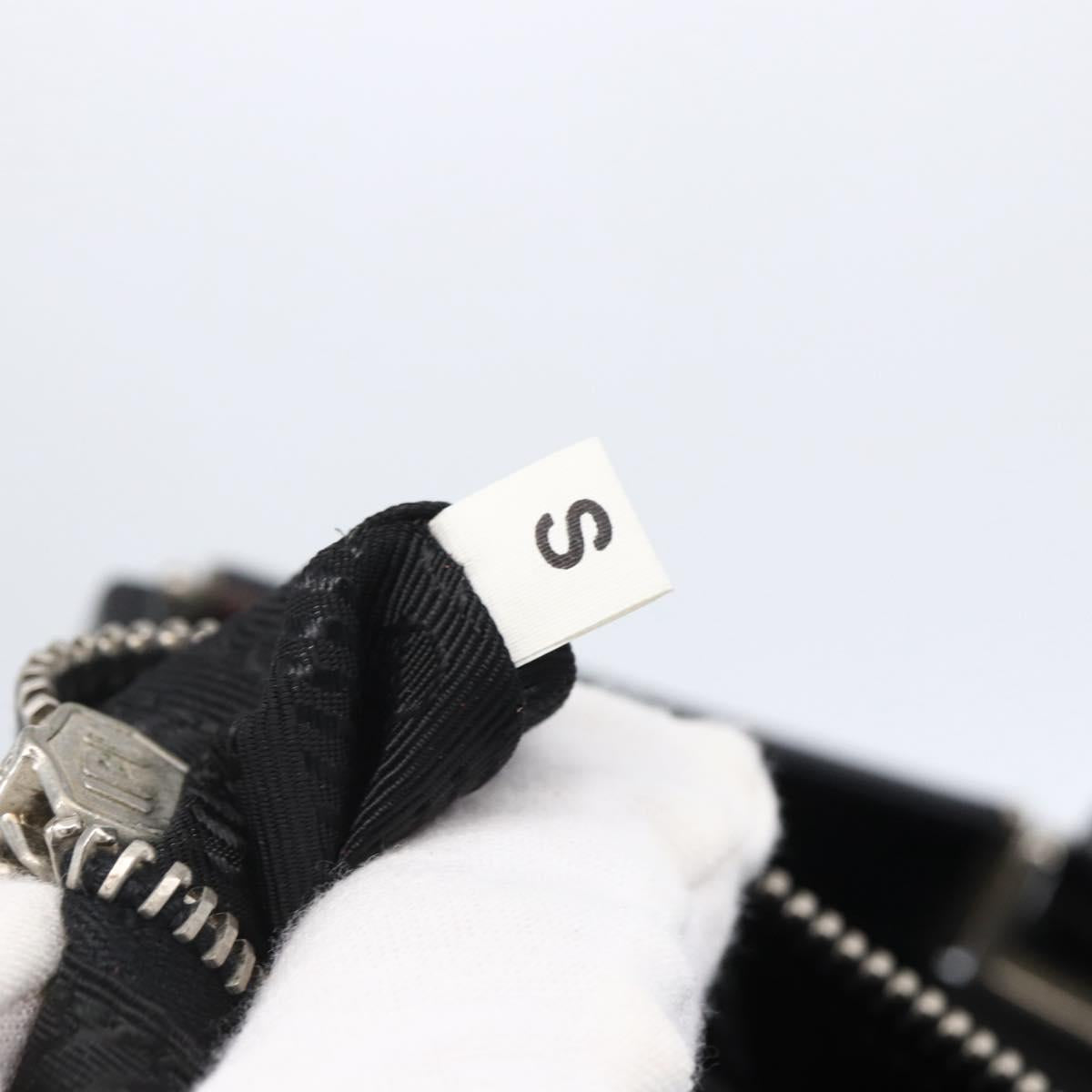 PRADA Tote Bag Nylon Leather Black Silver Auth bs29882