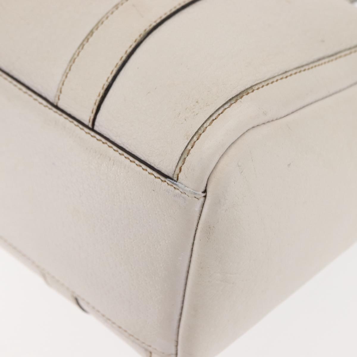 GUCCI Mini Abbey Boston Bag Leather White Gold 180942 Auth bs29883