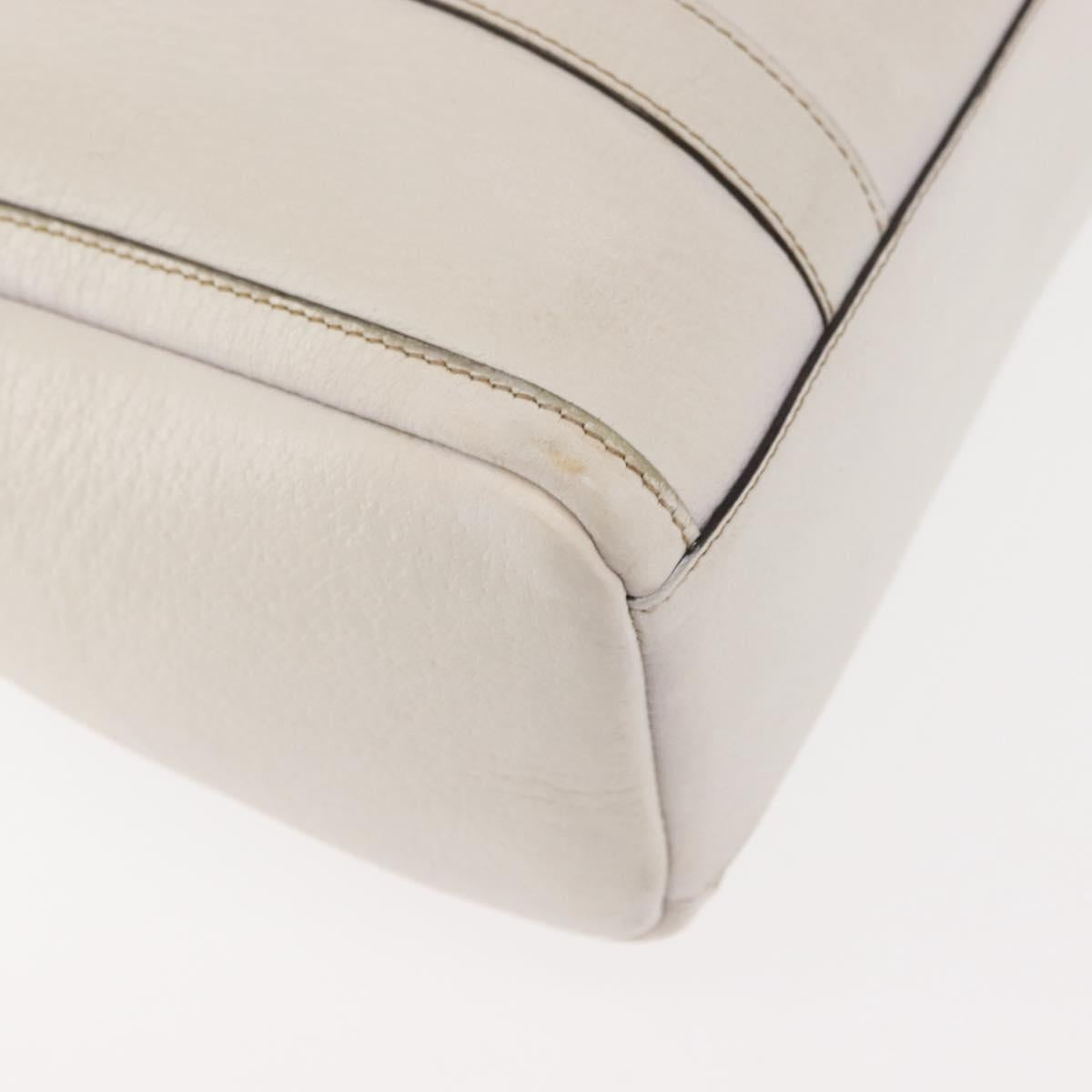 GUCCI Mini Abbey Boston Bag Leather White Gold 180942 Auth bs29883