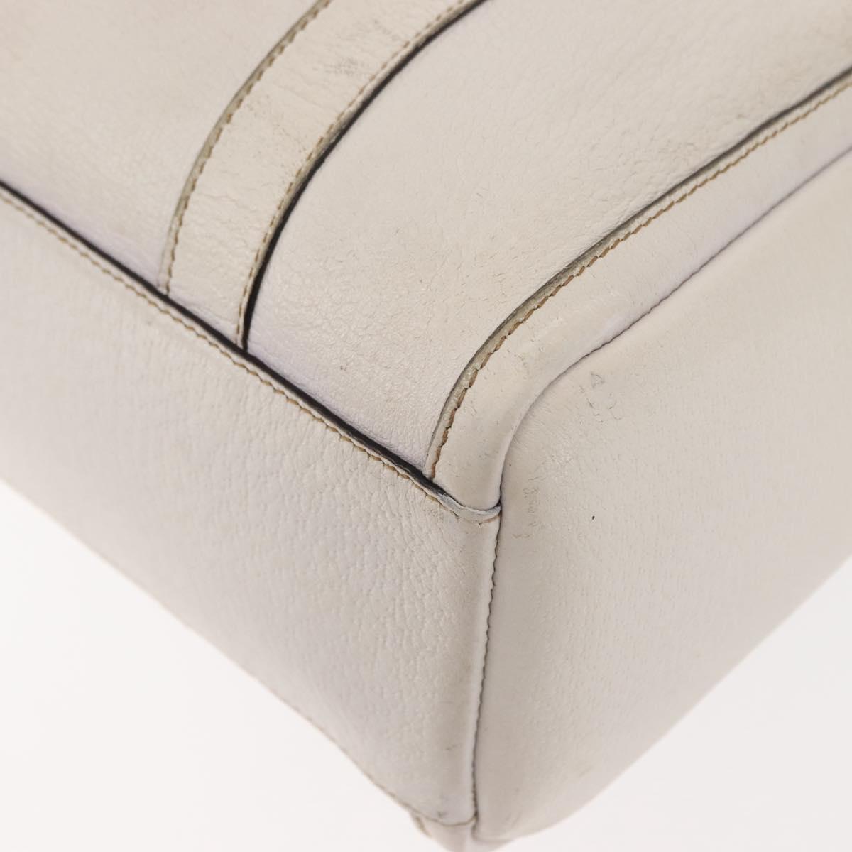 GUCCI Mini Abbey Boston Bag Leather White Gold 180942 Auth bs29883