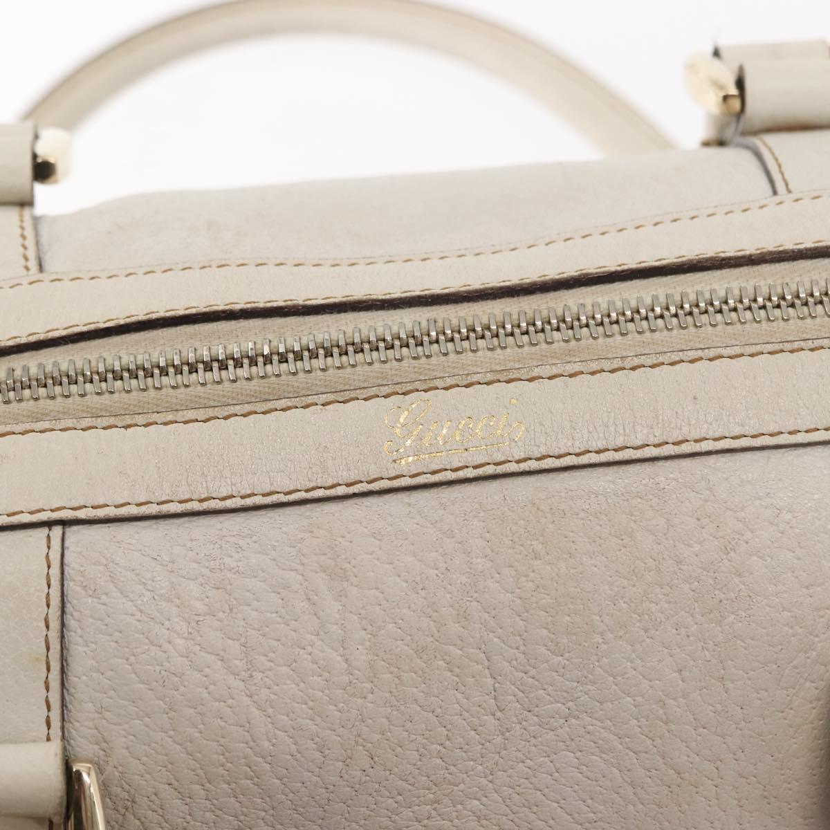GUCCI Mini Abbey Boston Bag Leather White Gold 180942 Auth bs29883