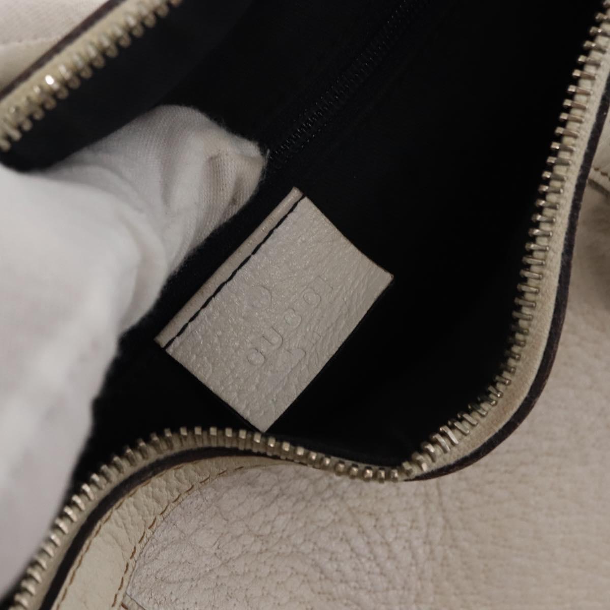 GUCCI Mini Abbey Boston Bag Leather White Gold 180942 Auth bs29883