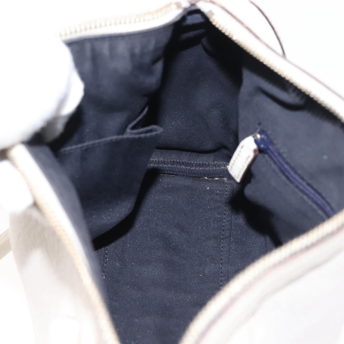 GUCCI Mini Abbey Boston Bag Leather White Gold 180942 Auth bs29883