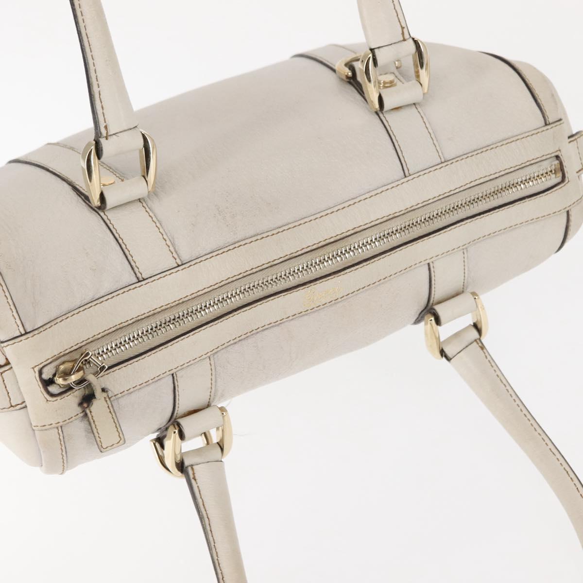 GUCCI Mini Abbey Boston Bag Leather White Gold 180942 Auth bs29883