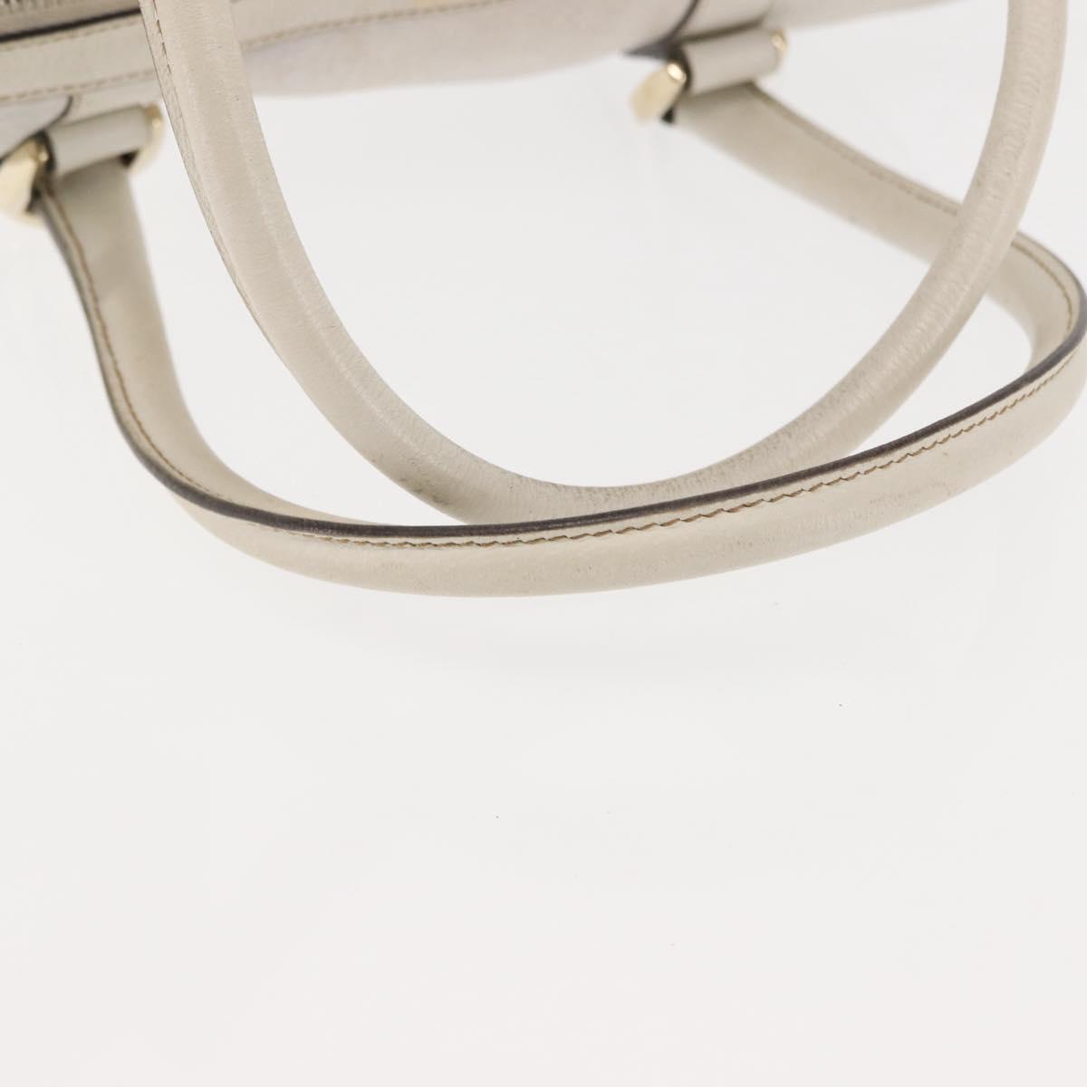 GUCCI Mini Abbey Boston Bag Leather White Gold 180942 Auth bs29883