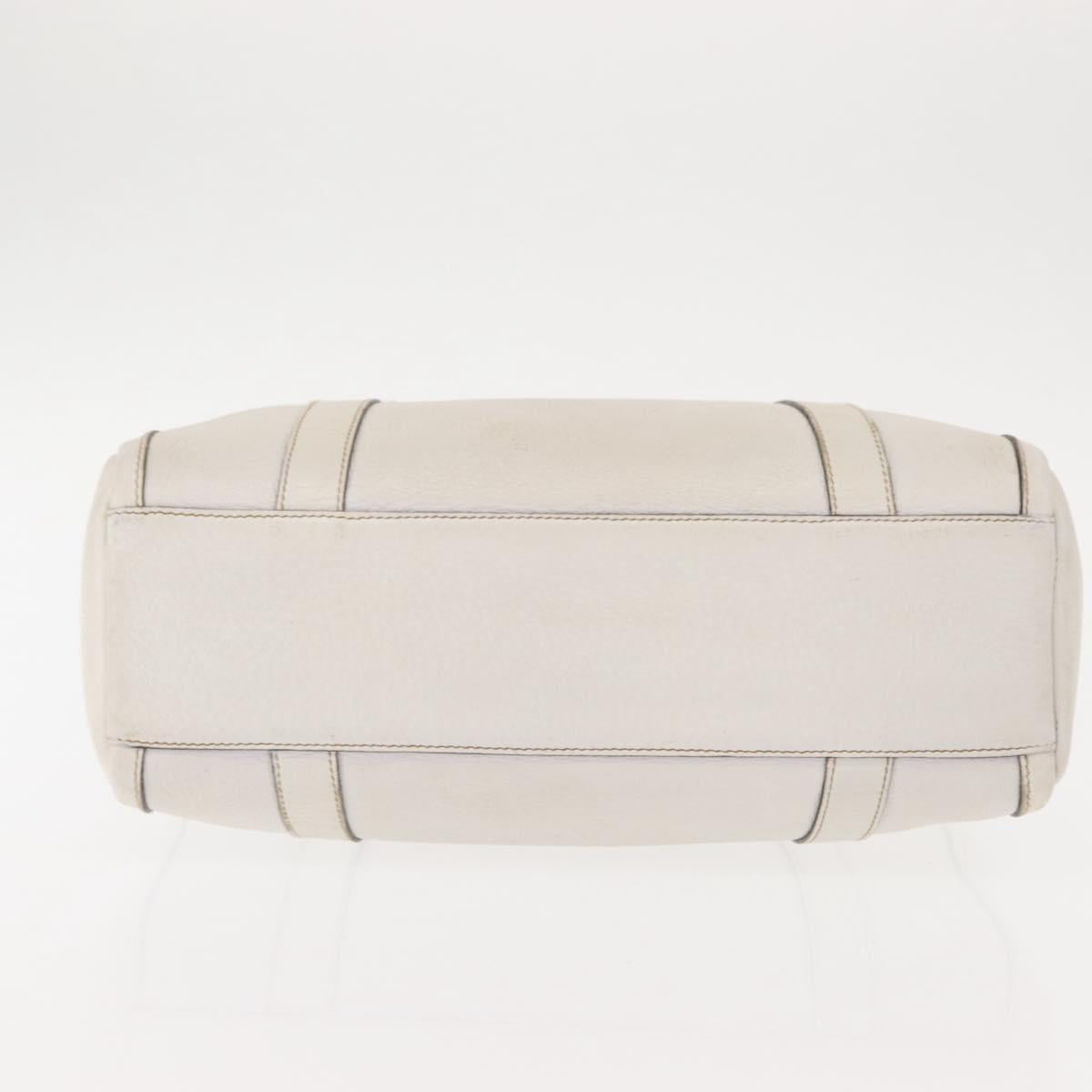 GUCCI Mini Abbey Boston Bag Leather White Gold 180942 Auth bs29883