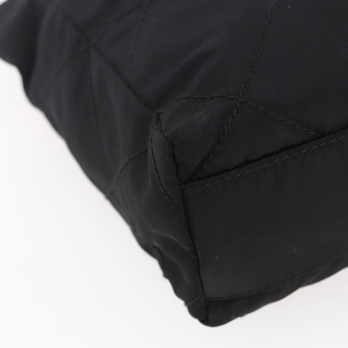 PRADA Quilted Chain Shoulder Bag Nylon Black Gold Auth bs29884