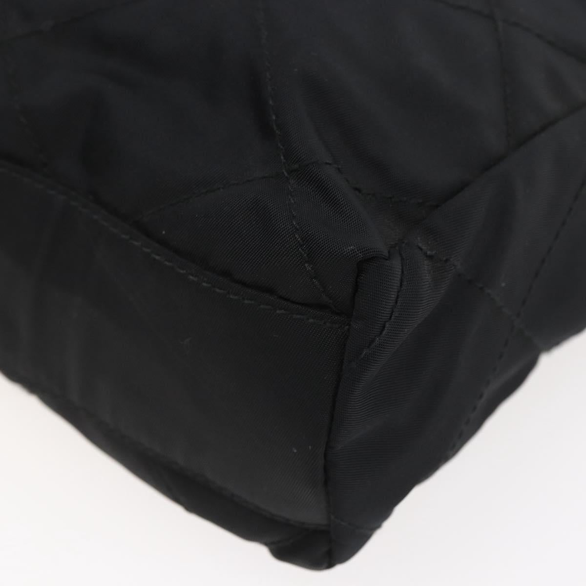 PRADA Quilted Chain Shoulder Bag Nylon Black Gold Auth bs29884