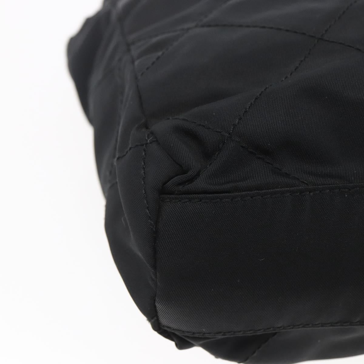 PRADA Quilted Chain Shoulder Bag Nylon Black Gold Auth bs29884