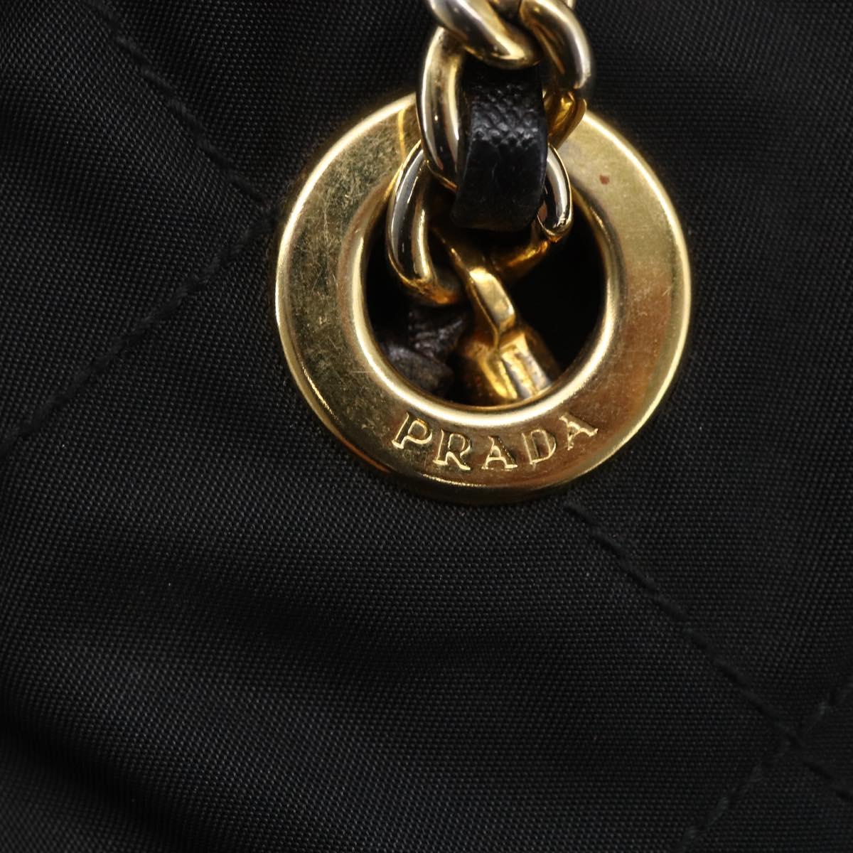 PRADA Quilted Chain Shoulder Bag Nylon Black Gold Auth bs29884