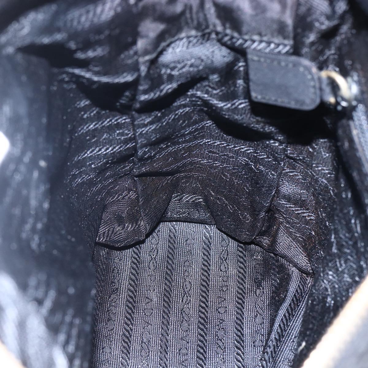 PRADA Quilted Chain Shoulder Bag Nylon Black Gold Auth bs29884