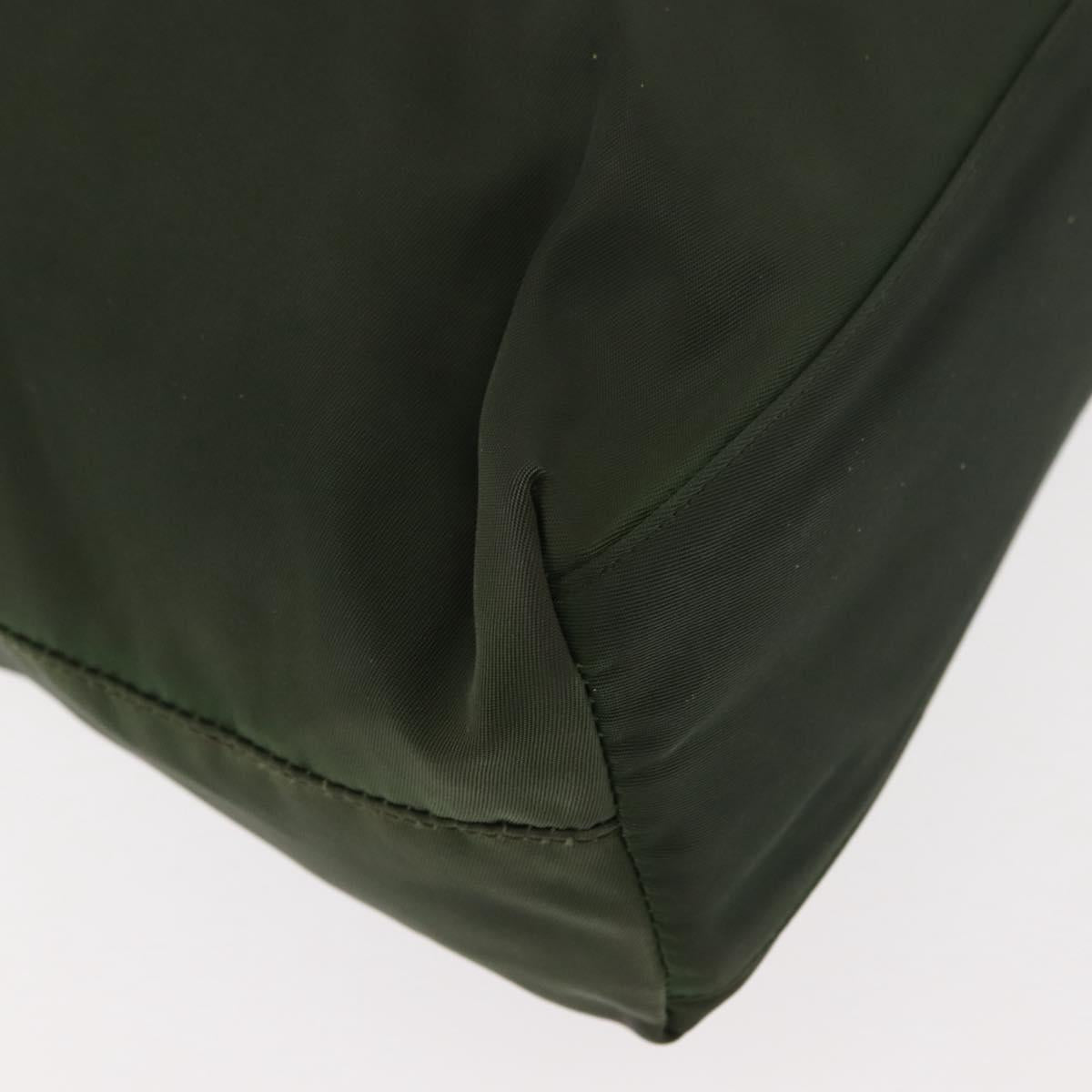 PRADA Hand Bag Nylon Khaki Silver Auth bs29885