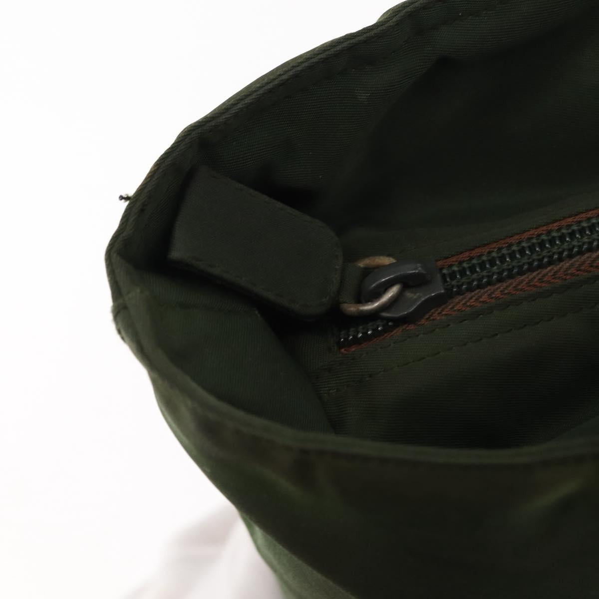 PRADA Hand Bag Nylon Khaki Silver Auth bs29885