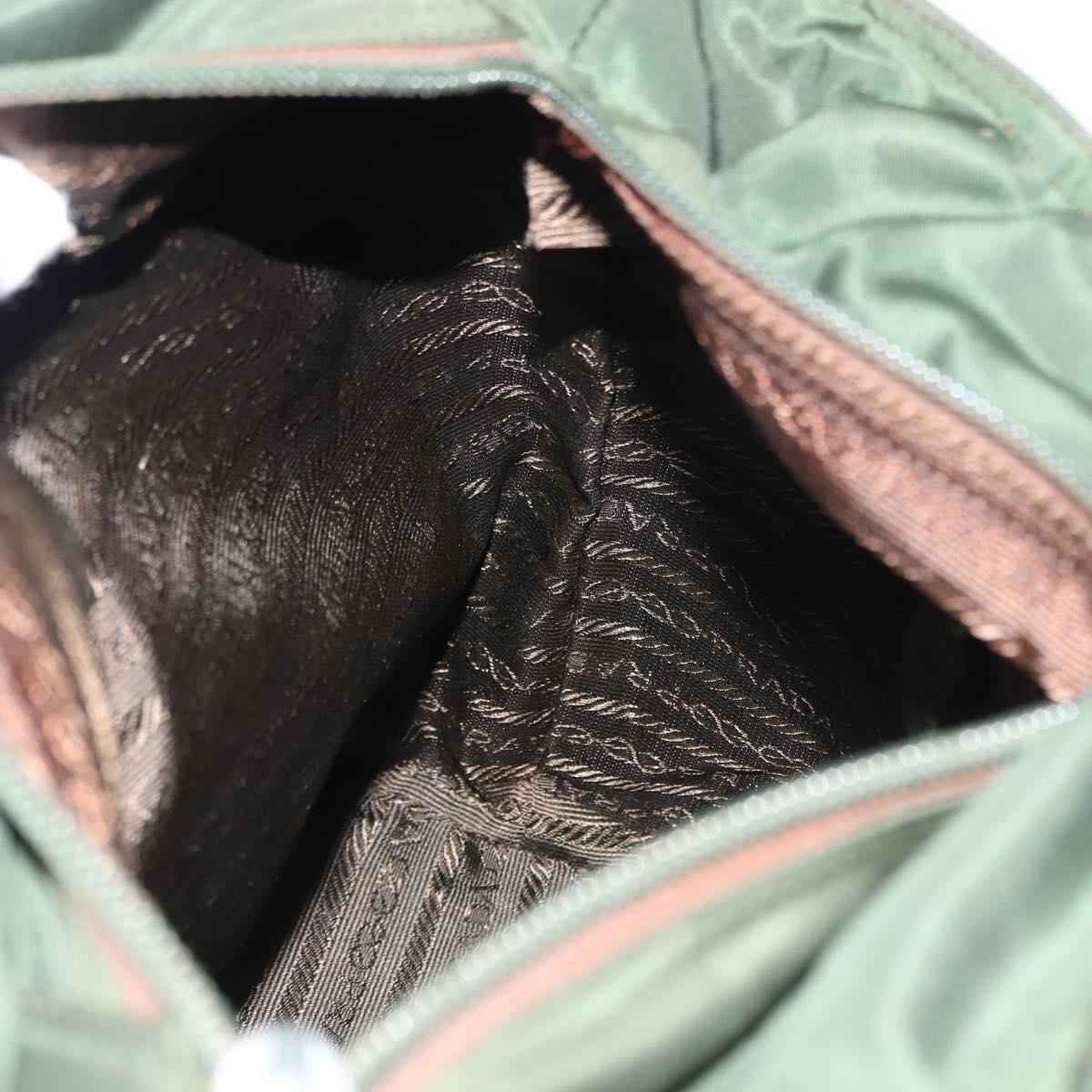 PRADA Hand Bag Nylon Khaki Silver Auth bs29885