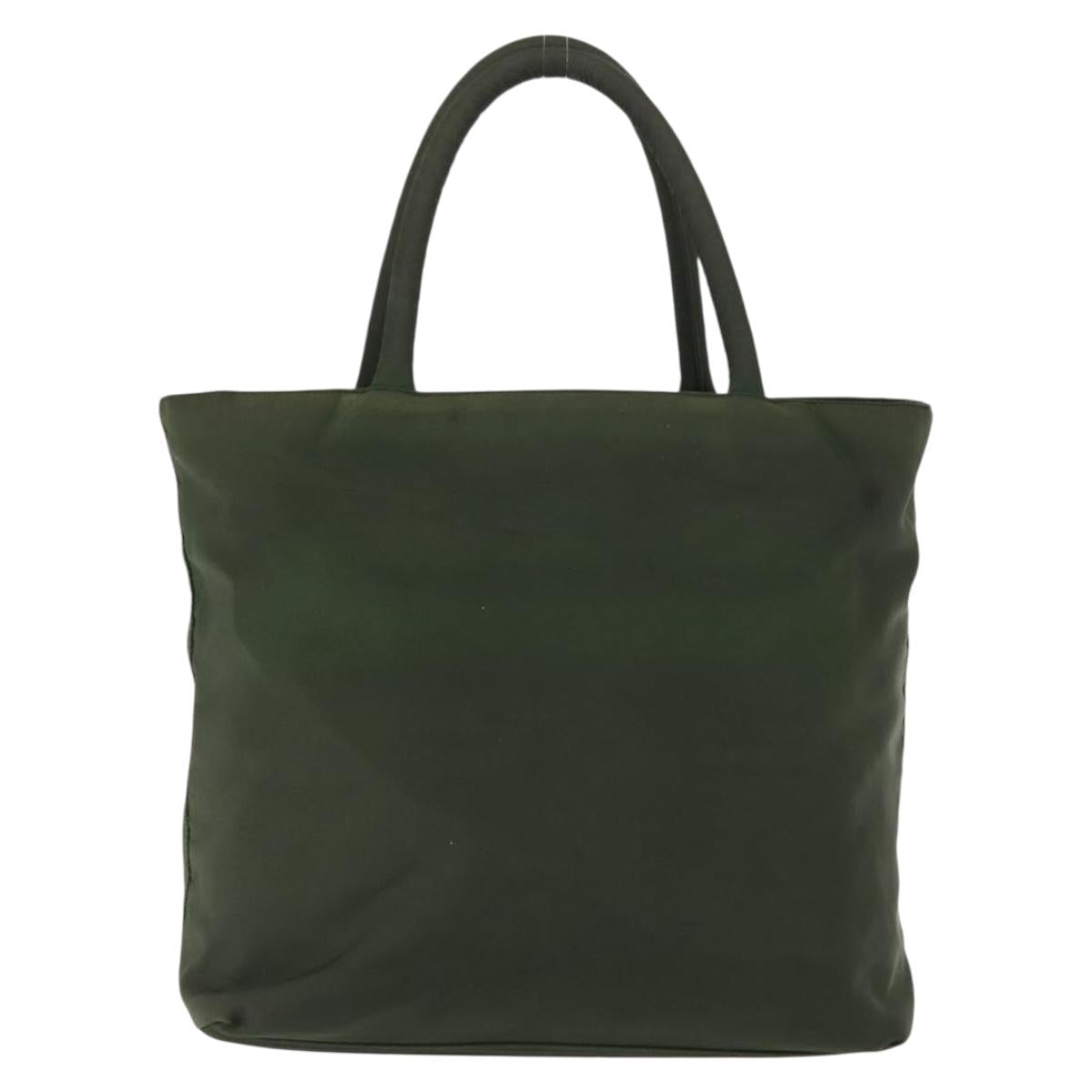 PRADA Hand Bag Nylon Khaki Silver Auth bs29885
