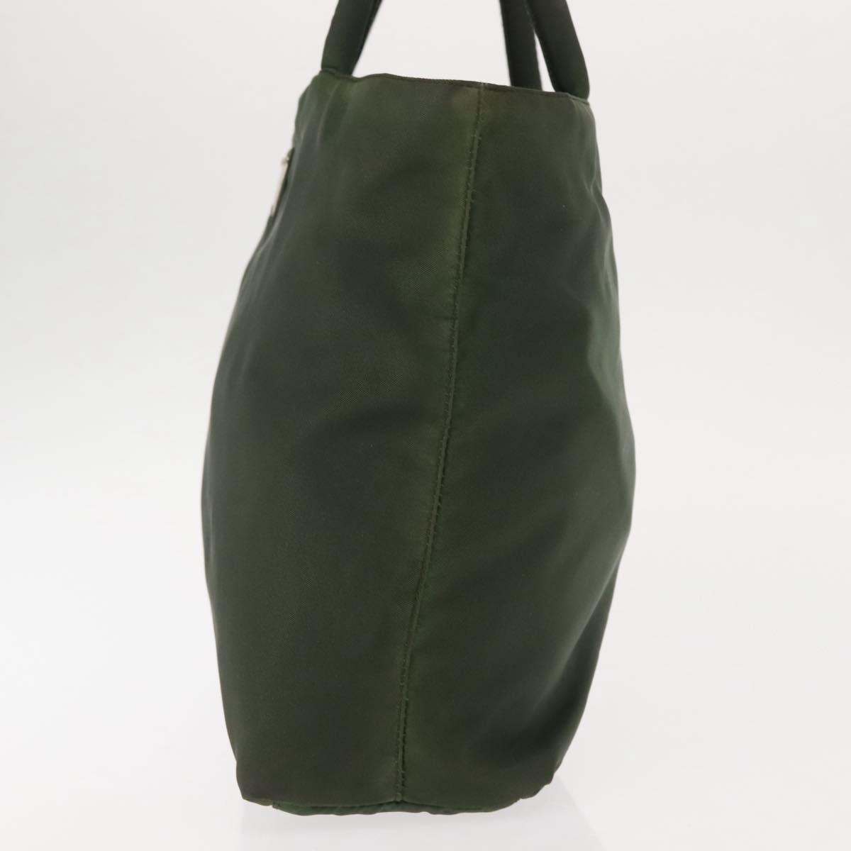 PRADA Hand Bag Nylon Khaki Silver Auth bs29885