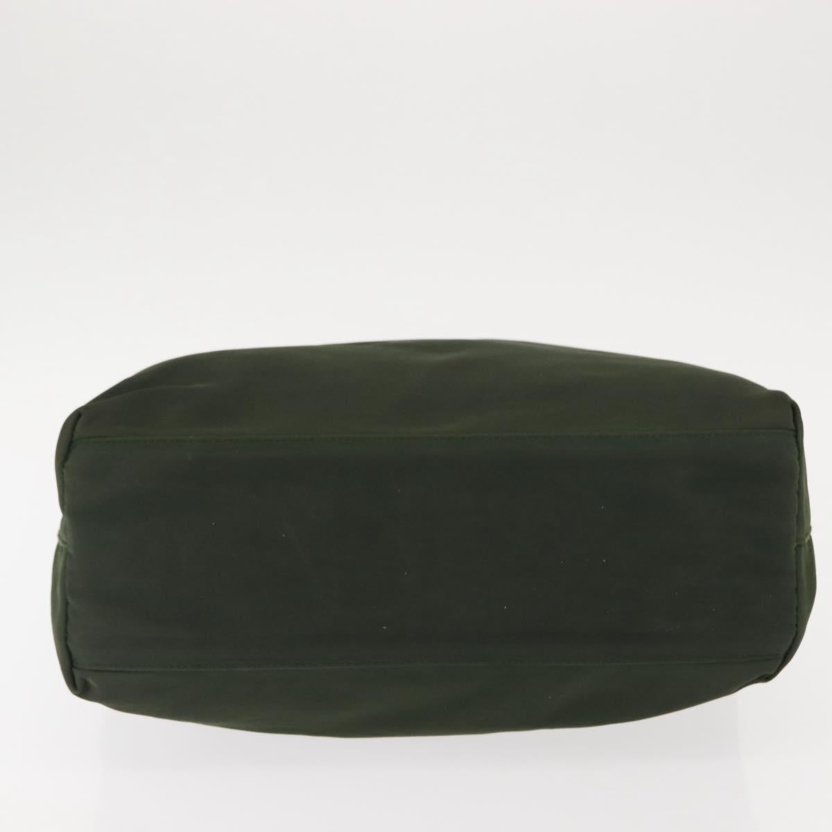 PRADA Hand Bag Nylon Khaki Silver Auth bs29885