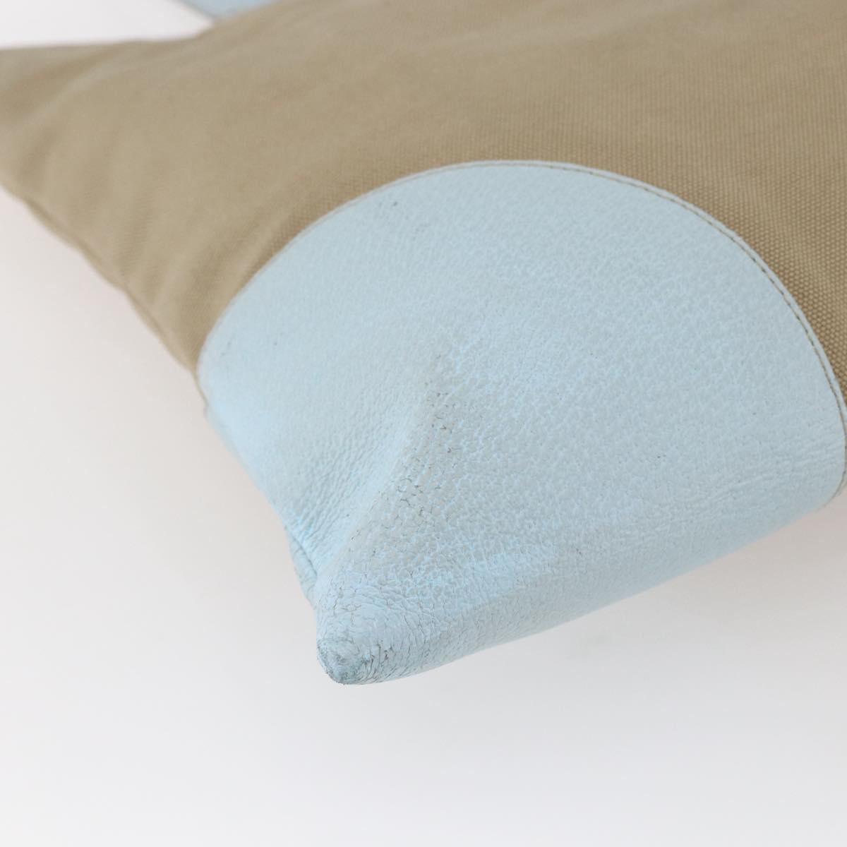 PRADA Tote Bag Canvas Beige Light Blue Auth bs29888