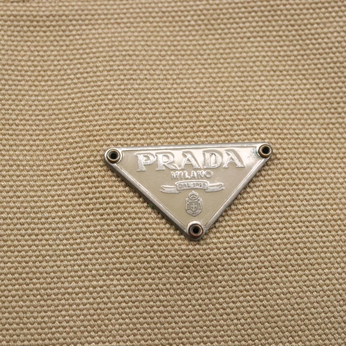 PRADA Tote Bag Canvas Beige Light Blue Auth bs29888