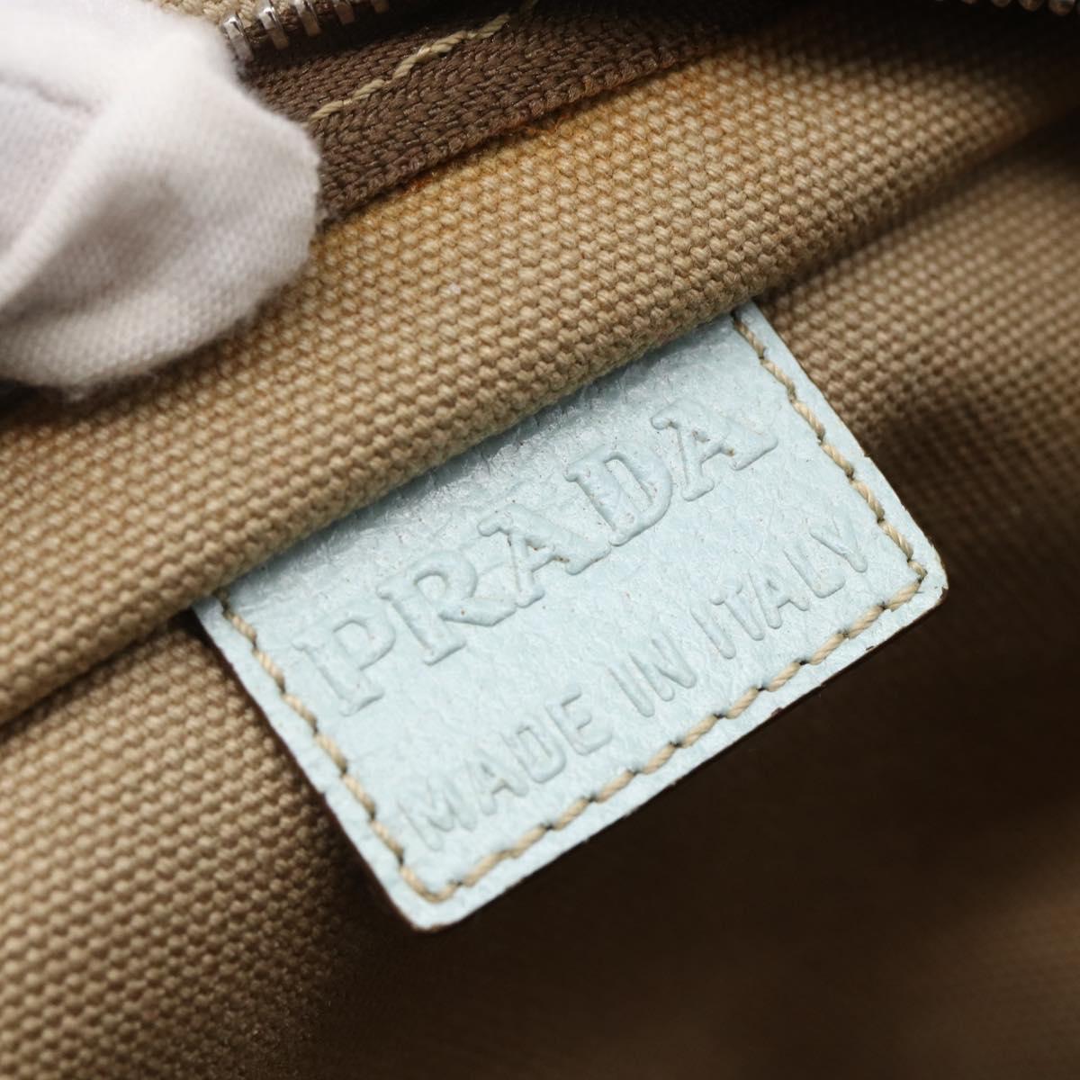 PRADA Tote Bag Canvas Beige Light Blue Auth bs29888