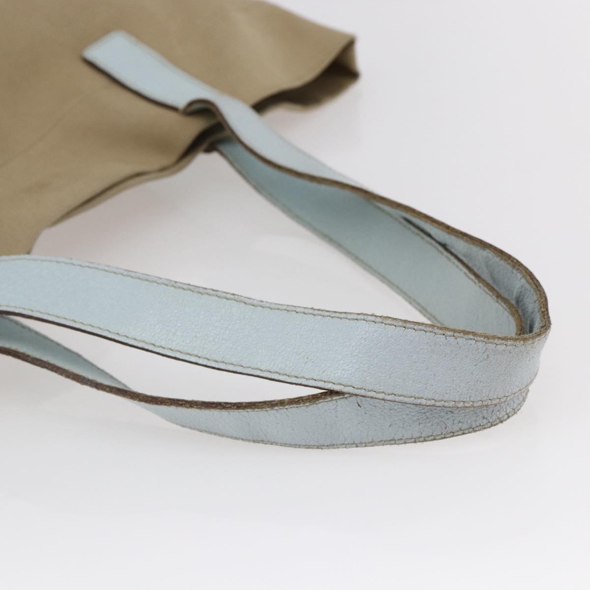 PRADA Tote Bag Canvas Beige Light Blue Auth bs29888