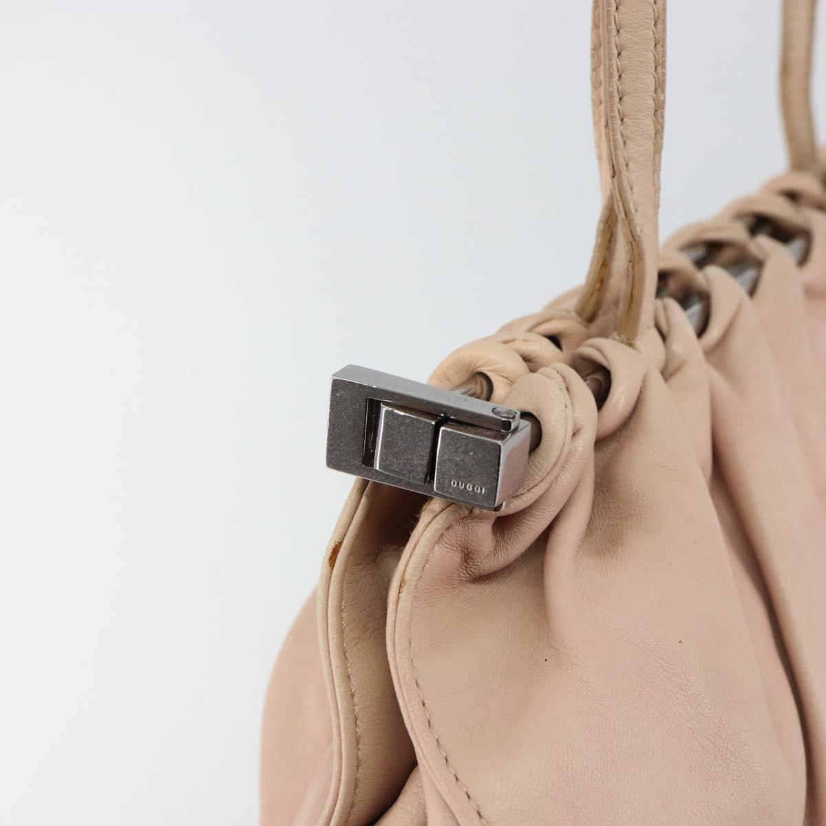 GUCCI Tote Bag Leather Beige Silver 002 1054 Auth bs29889