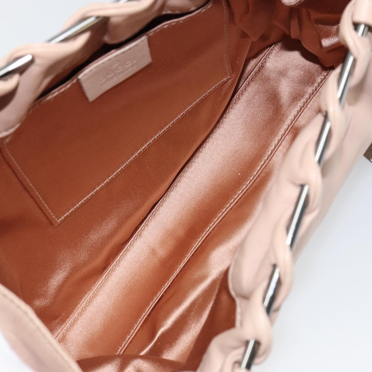 GUCCI Tote Bag Leather Beige Silver 002 1054 Auth bs29889