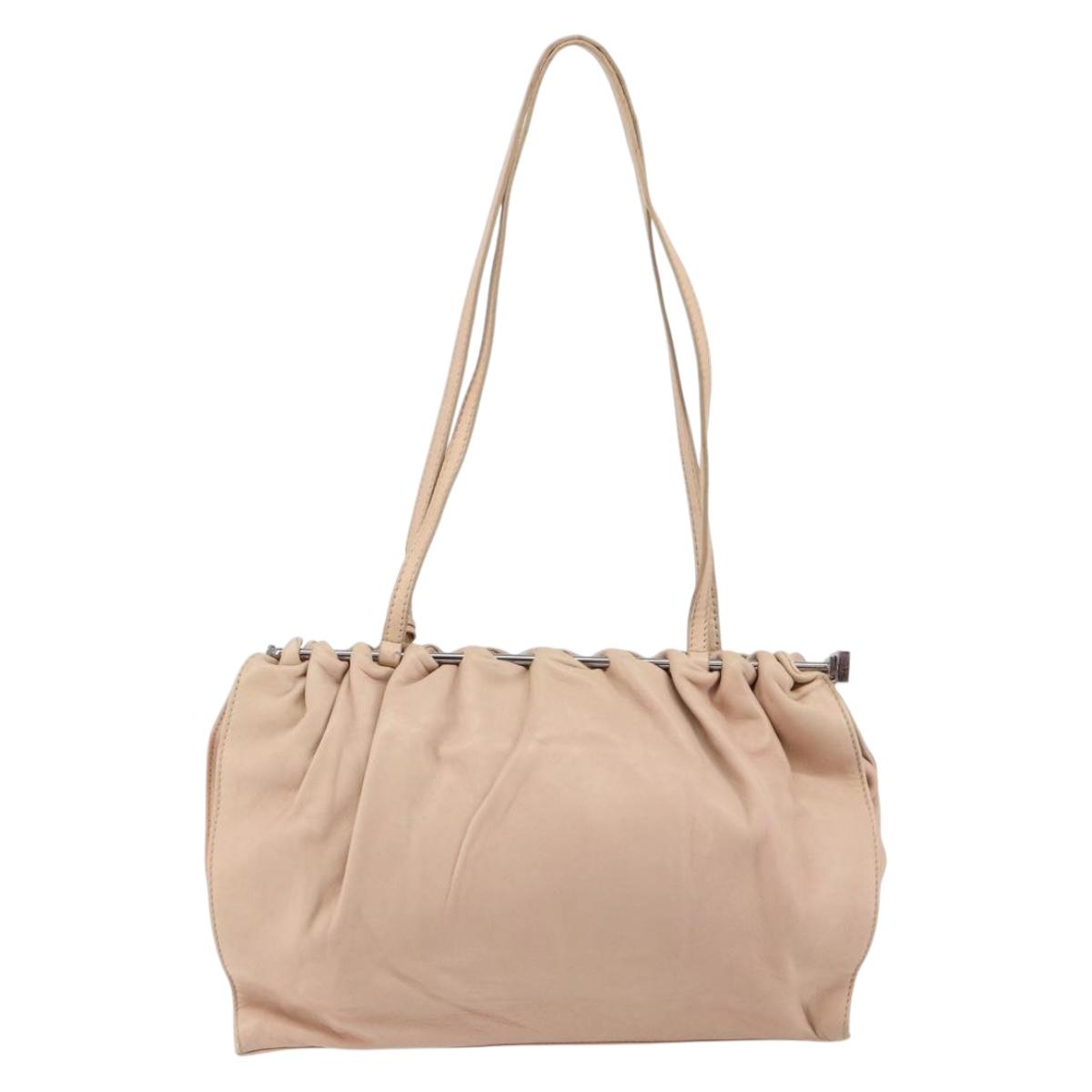 GUCCI Tote Bag Leather Beige Silver 002 1054 Auth bs29889