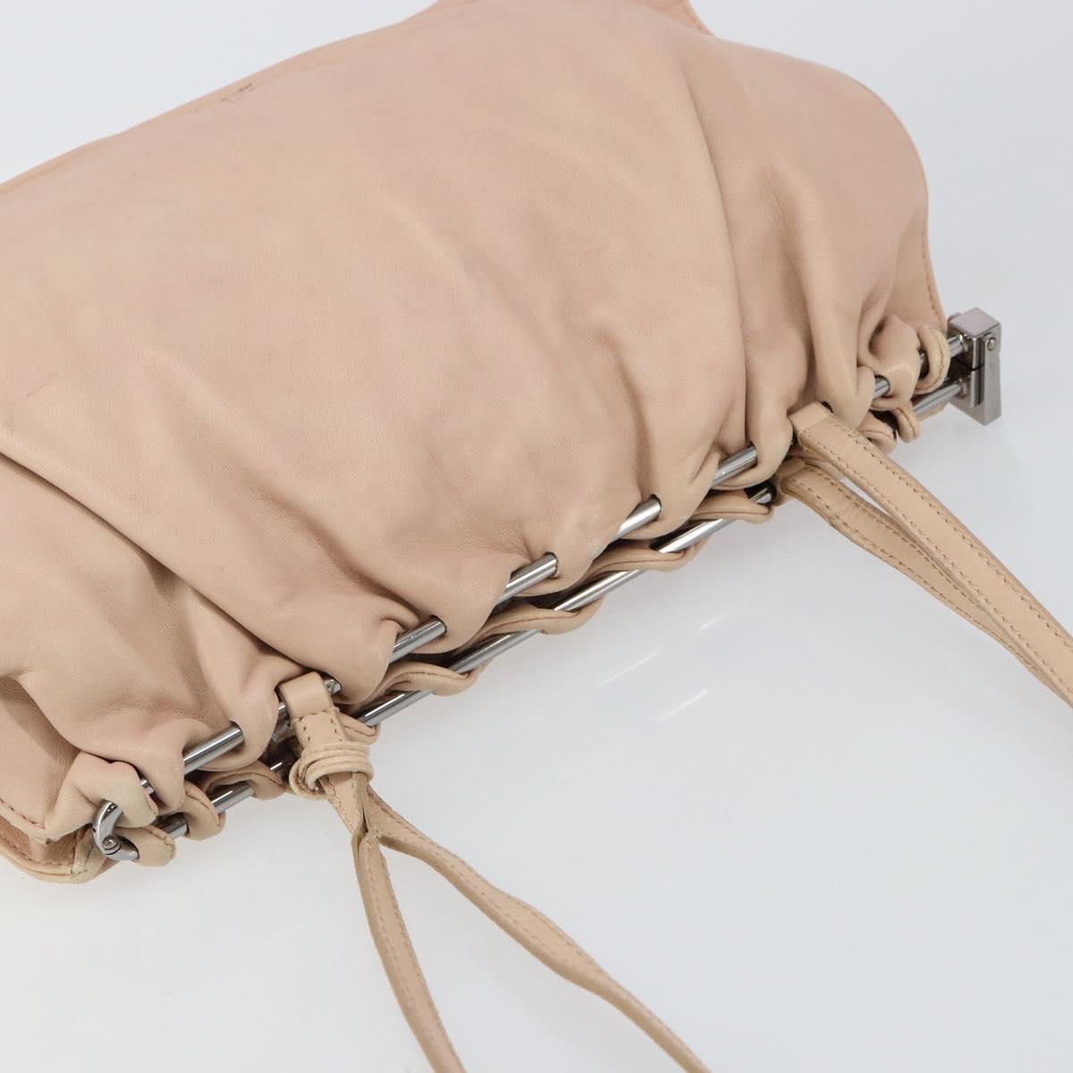 GUCCI Tote Bag Leather Beige Silver 002 1054 Auth bs29889