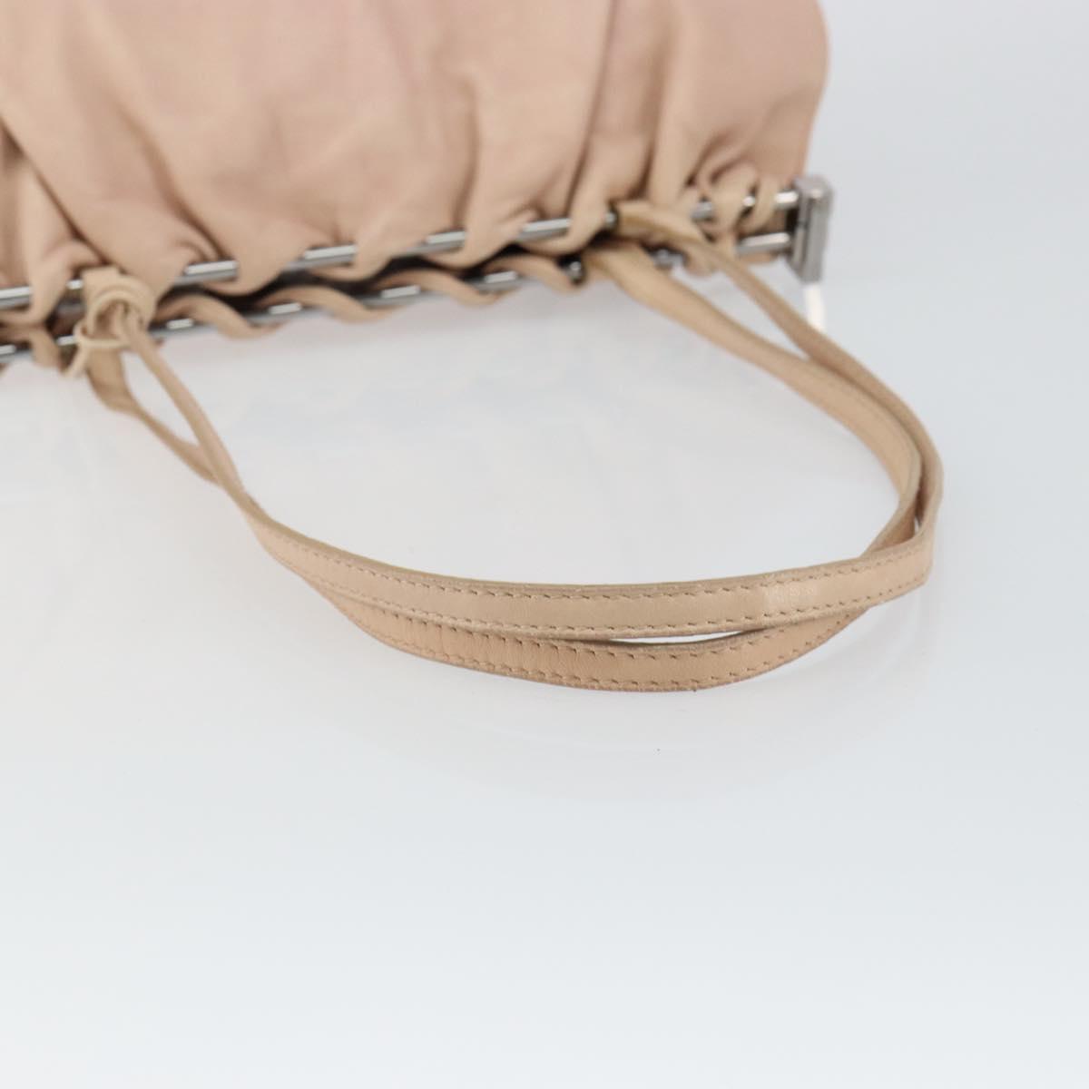 GUCCI Tote Bag Leather Beige Silver 002 1054 Auth bs29889