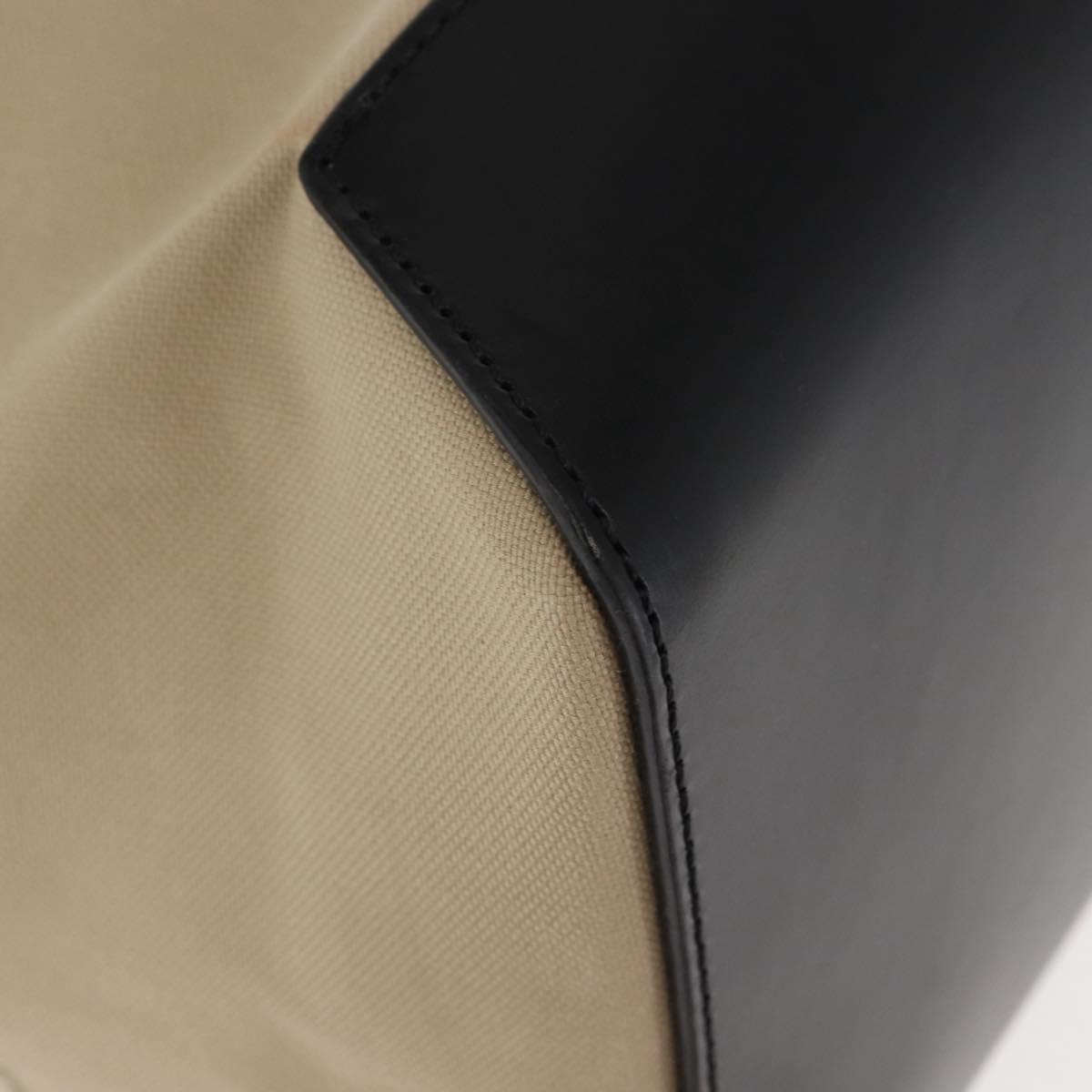 Berluti Calligraphy Tote Bag Canvas Leather Beige Silver Auth bs29891