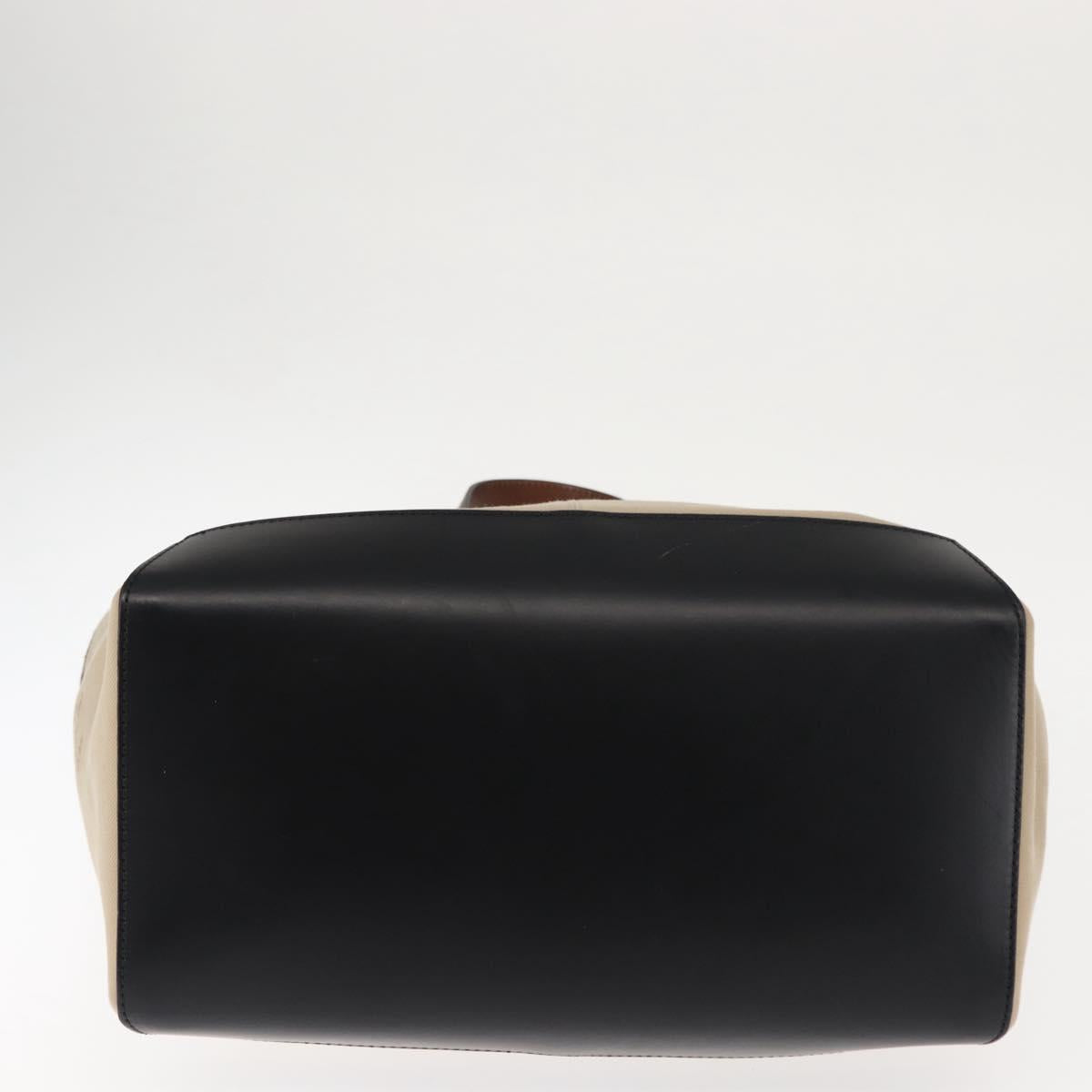 Berluti Calligraphy Tote Bag Canvas Leather Beige Silver Auth bs29891