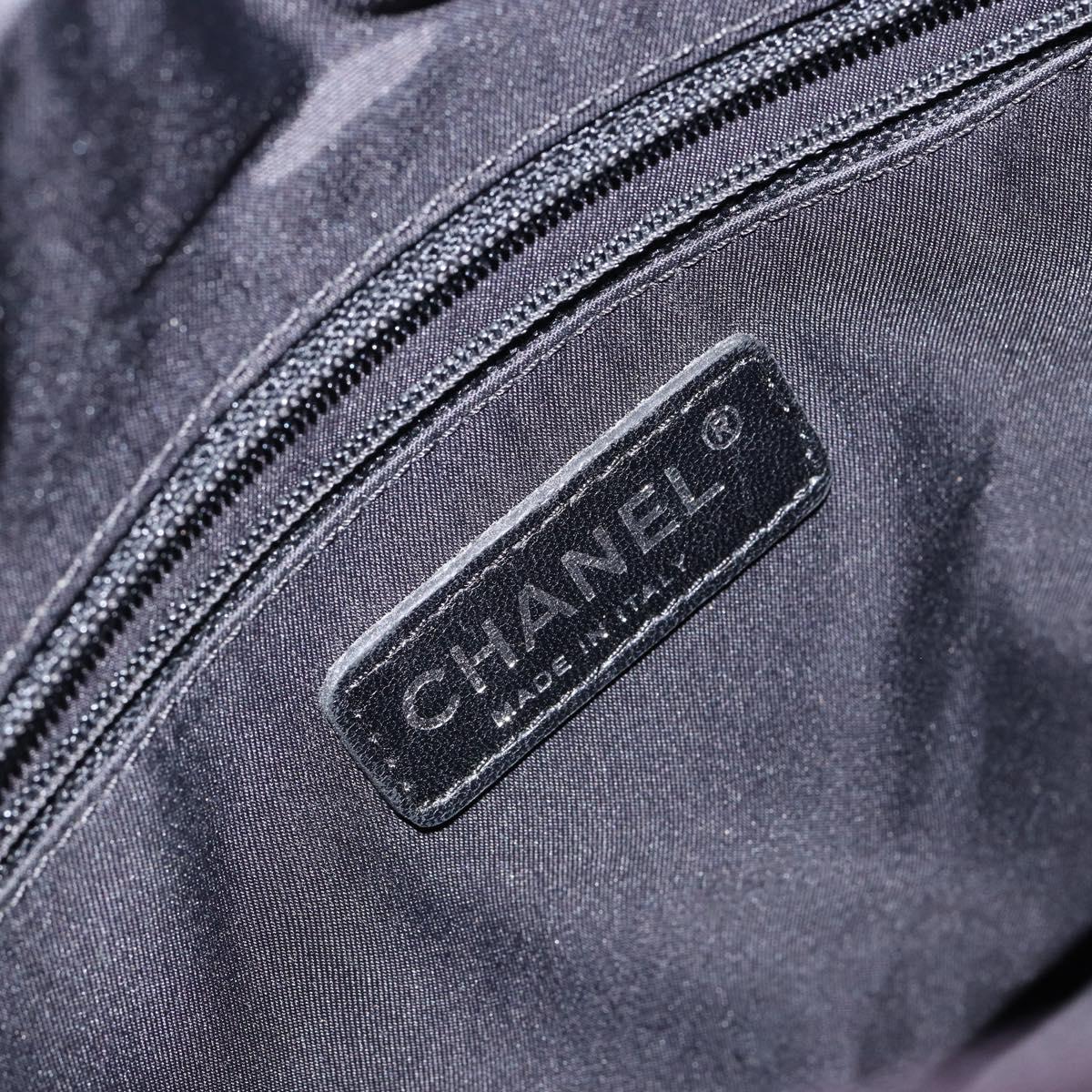 CHANEL Paris Biarritz Tote Bag Coated Canvas Dark Brown Silver CC Auth bs29897