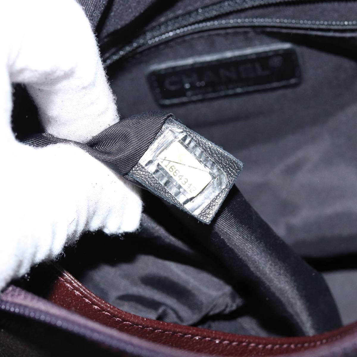 CHANEL Paris Biarritz Tote Bag Coated Canvas Dark Brown Silver CC Auth bs29897