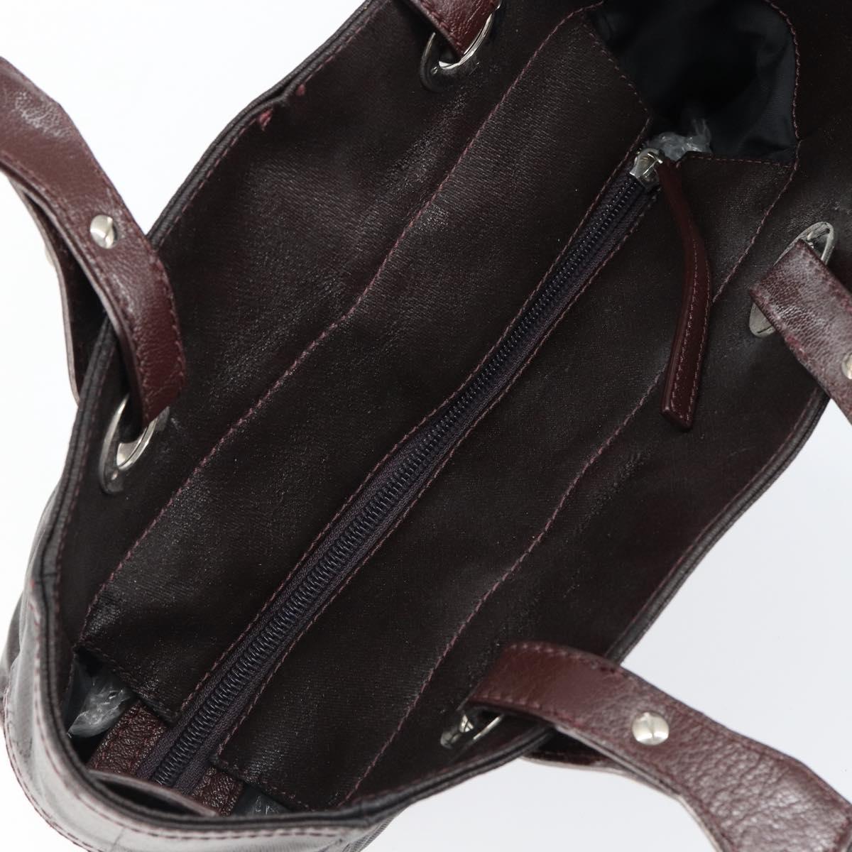 CHANEL Paris Biarritz Tote Bag Coated Canvas Dark Brown Silver CC Auth bs29897