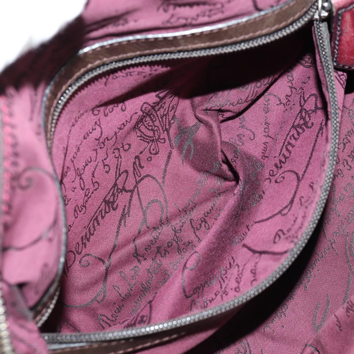 Berluti Shoulder Bag Leather Brown Silver Auth bs29899