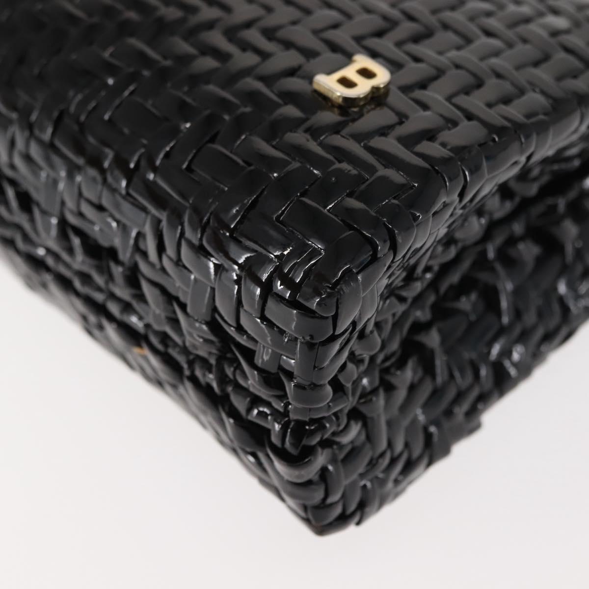 BALLY Chain Shoulder Bag Rattan Black Gold Auth bs29900