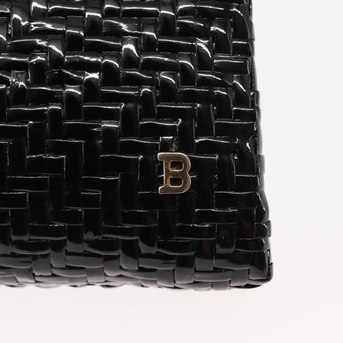 BALLY Chain Shoulder Bag Rattan Black Gold Auth bs29900