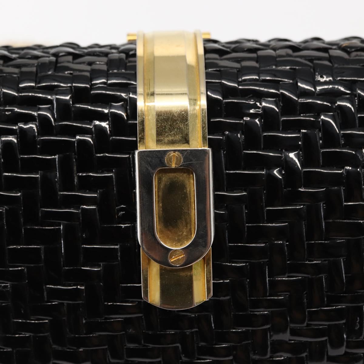 BALLY Chain Shoulder Bag Rattan Black Gold Auth bs29900