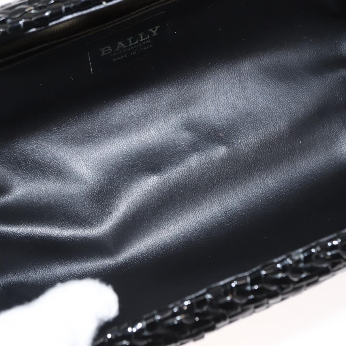 BALLY Chain Shoulder Bag Rattan Black Gold Auth bs29900