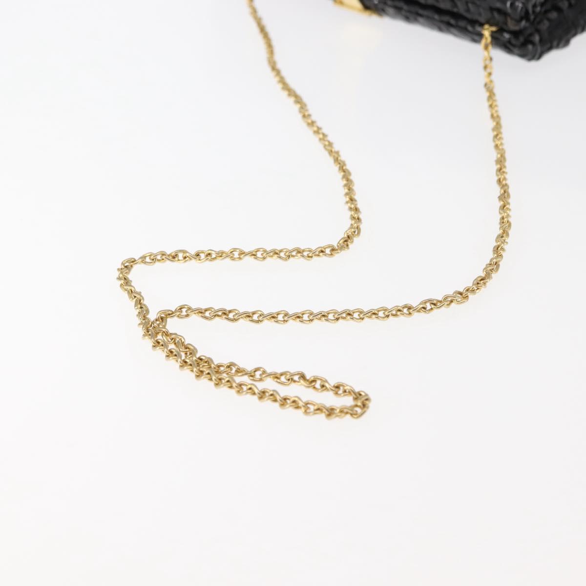 BALLY Chain Shoulder Bag Rattan Black Gold Auth bs29900
