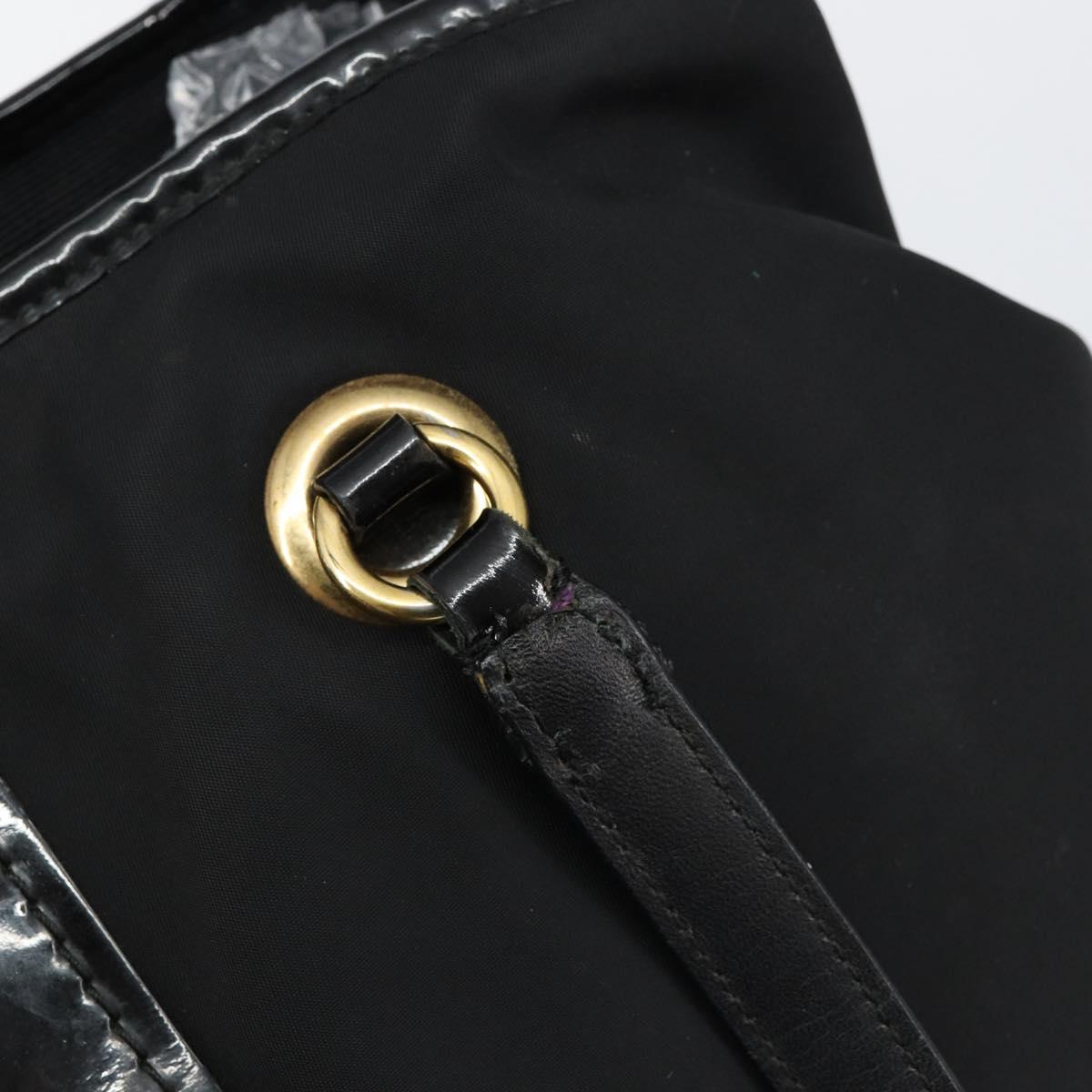 Salvatore Ferragamo Tote Bag Nylon Black Gold Auth bs29903