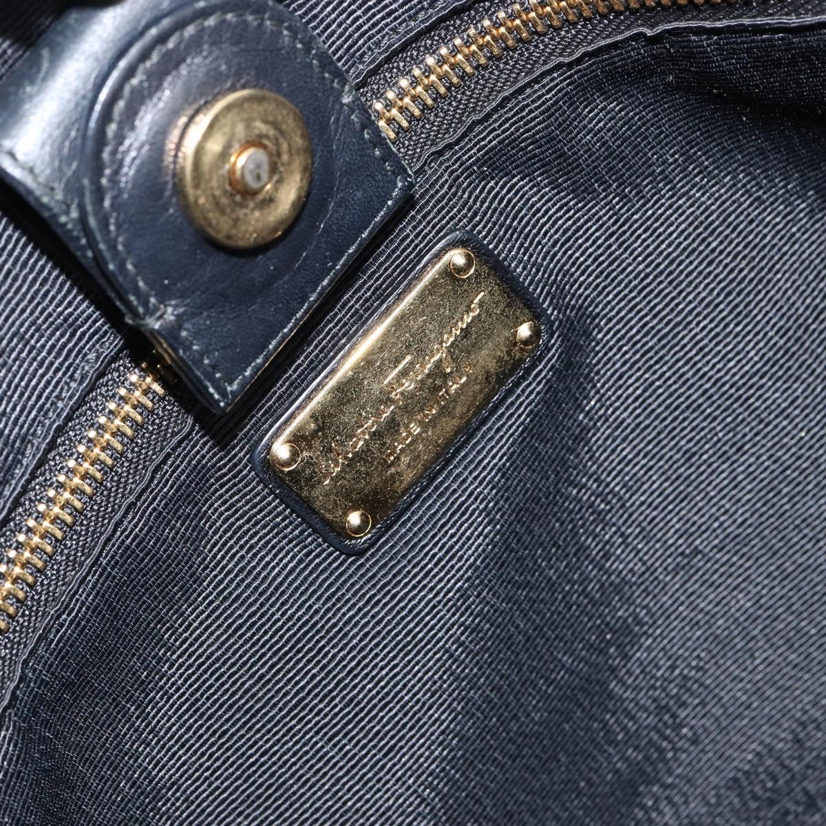 Salvatore Ferragamo Tote Bag Nylon Black Gold Auth bs29903